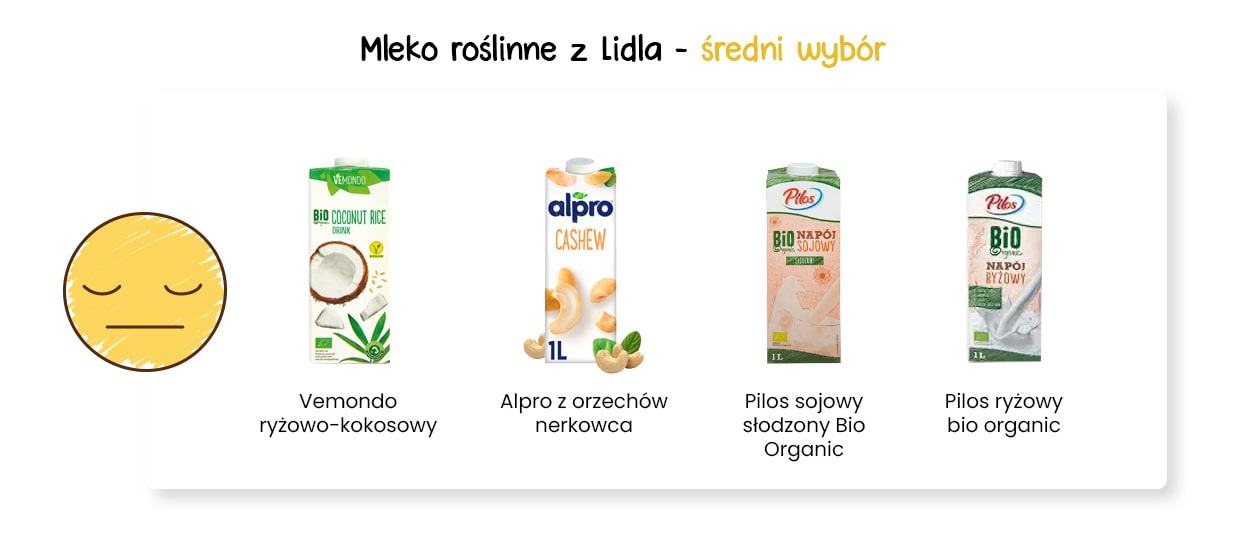 Ranking mleka roślinnego z Lidla - średni wybór