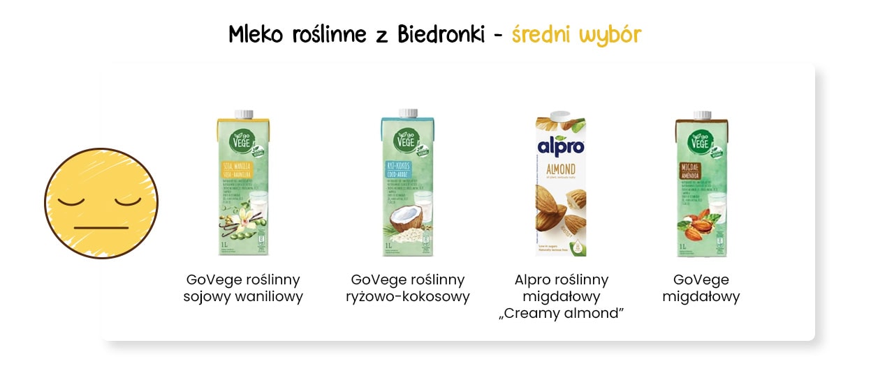 Ranking mleka roślinnego z Biedronki - średni wybór