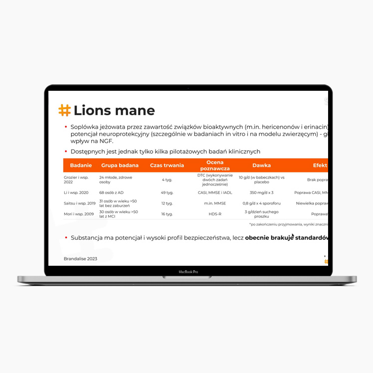 Fragment webinaru Dieta i suplementacja dla móżgu o Lions Mane