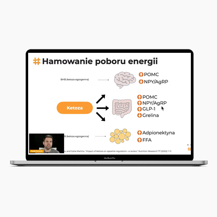 Fragment webinaru Dieta ketogeniczna w naukowym ujęciu o hamowaniu poboru energii