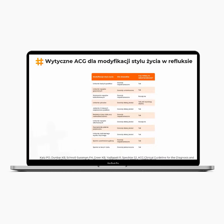 Fragment webinaru terapia low FODMAP. Update 2024. Czego dietetycy jeszcze nie wiedzą o wytycznych ACG dla modyfikacji stylu życia w refluksie