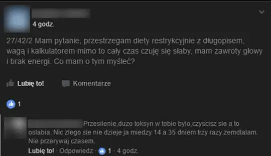 Post z Facebooka wraz z komentarzem