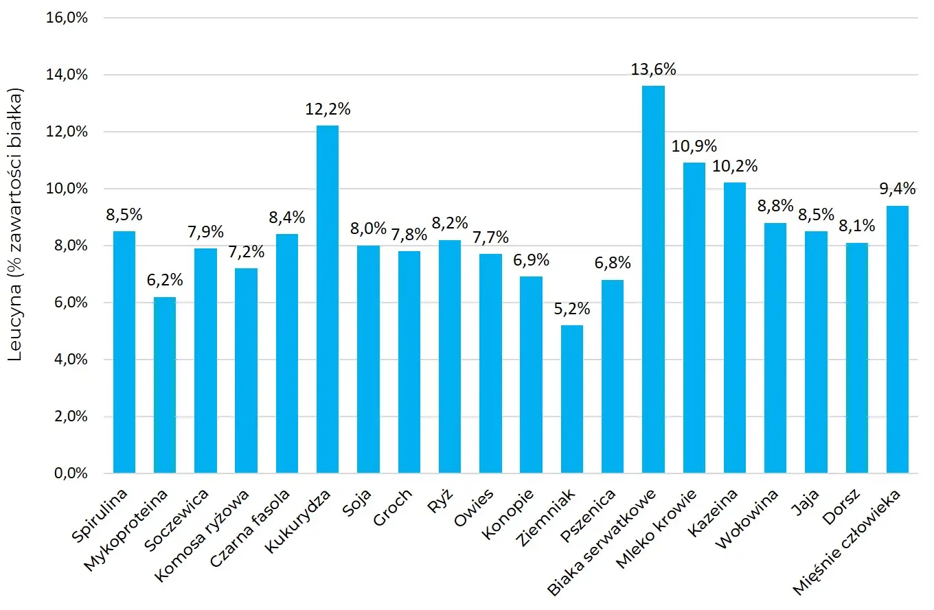 Leucyna w białkach roślinnych i zwierzęcych