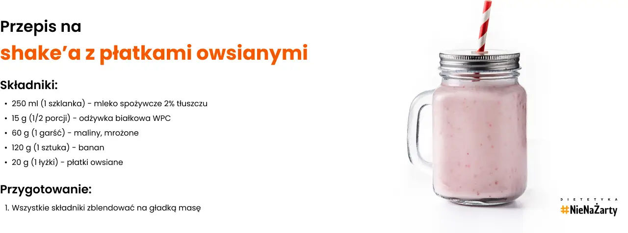 Shake z płatkami owsianymi z dużą ilością węglowodanów