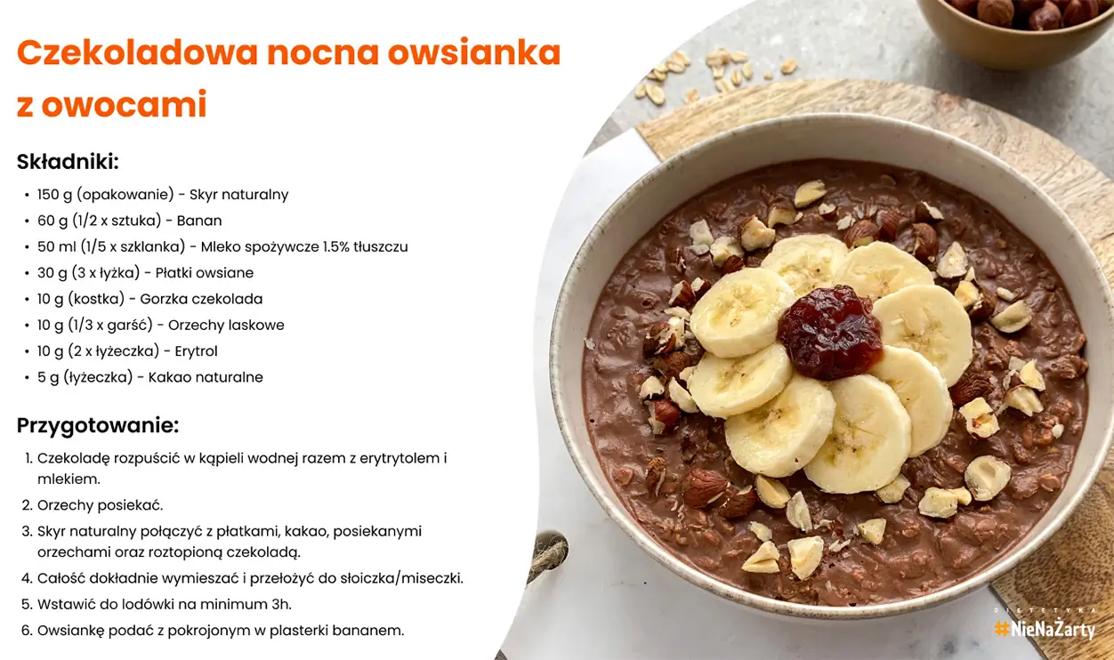 Najtańsze śniadania na każdą kieszeń - Czekoladowa nocna owsianka z owocami