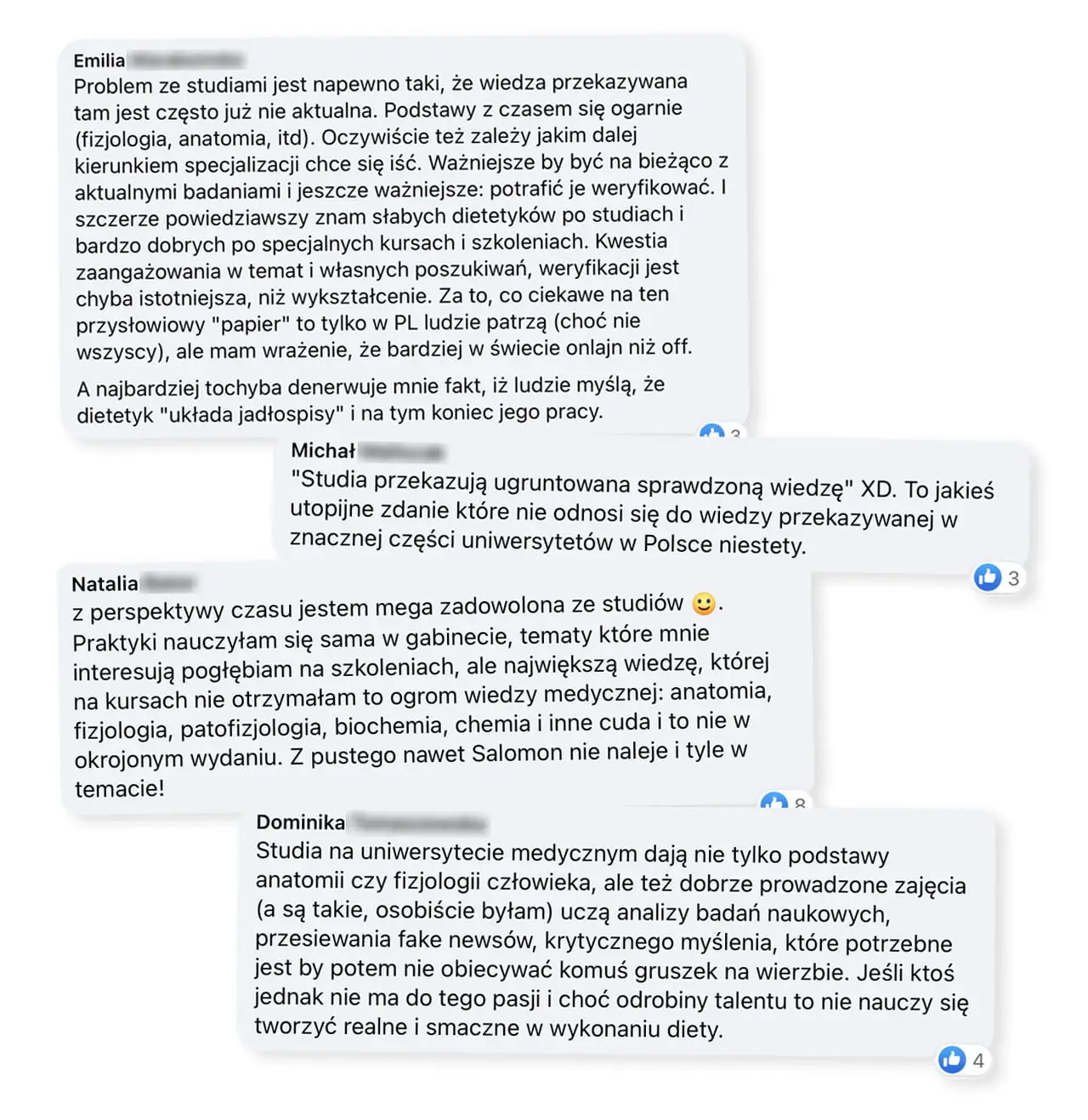 komentarze studentów o poziomie studiów z dietetyki w Polsce