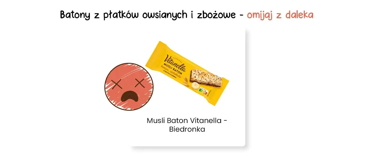 Słaby wybór batonów z płatków owsianych i zbożowych