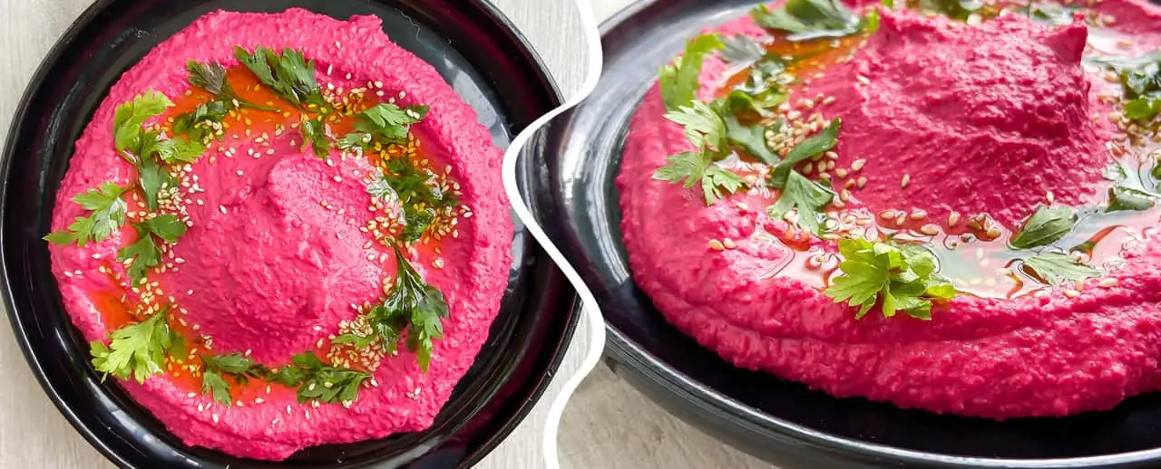 Domowy hummus buraczkowy