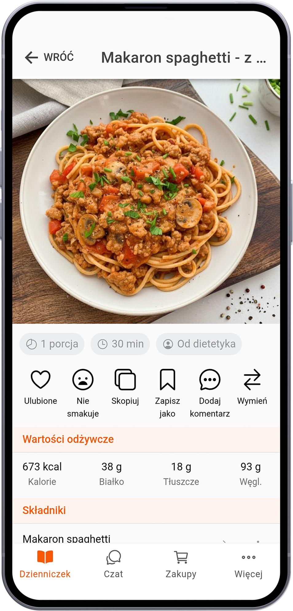 Makaron spaghetti z mięsem mielonym w sosie pomidorowo-śmietanowym