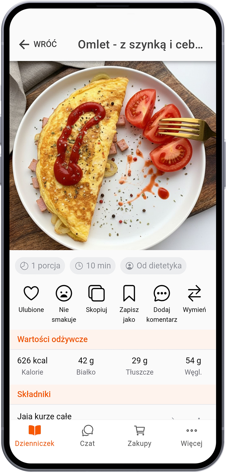 Omlet z szynką i cebulką