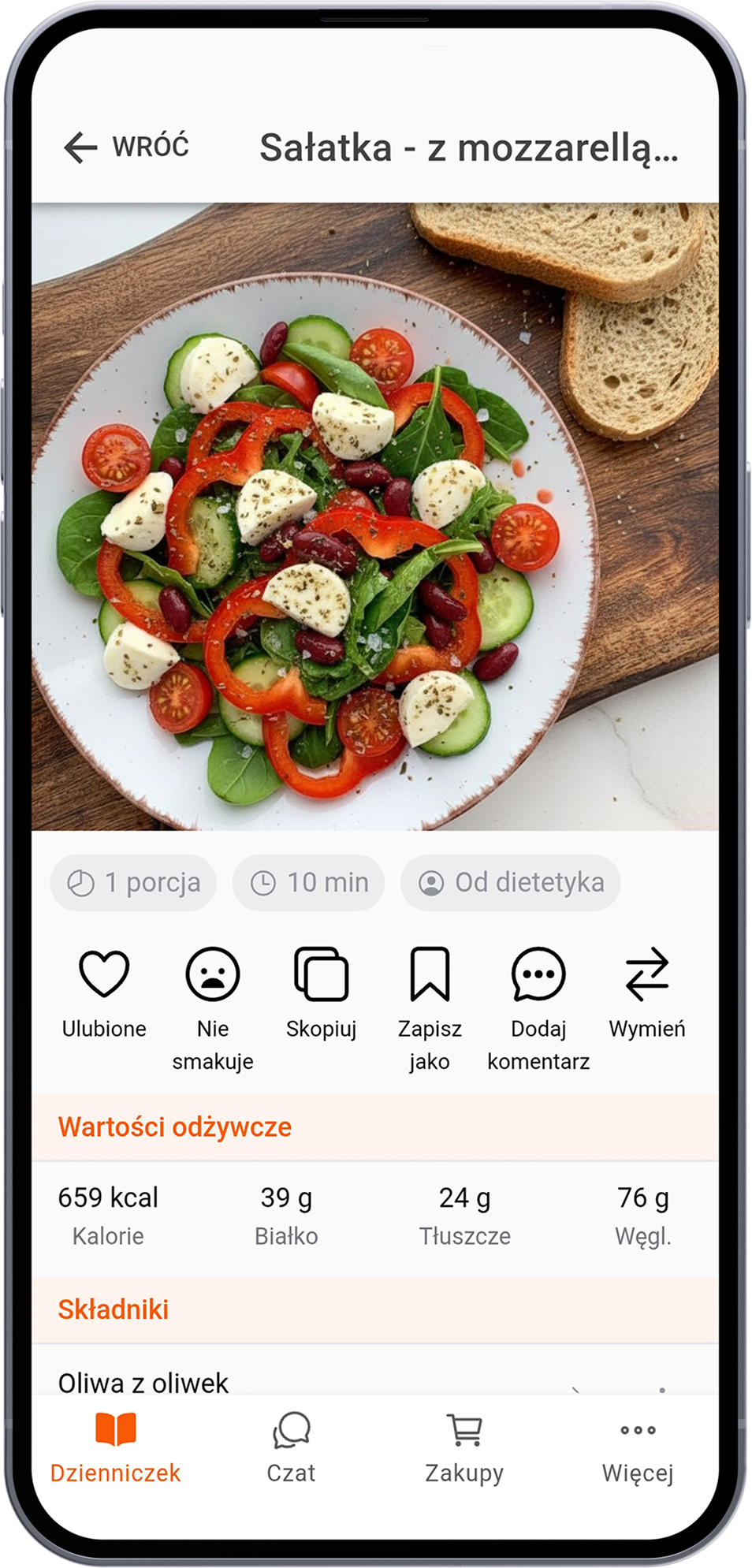 Sałatka - z mozzarellą, fasolą i sosem vinegret