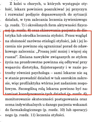 Wycinek tekstu z wytycznych Polskiego Towarzystwa Leczenie Otyłości