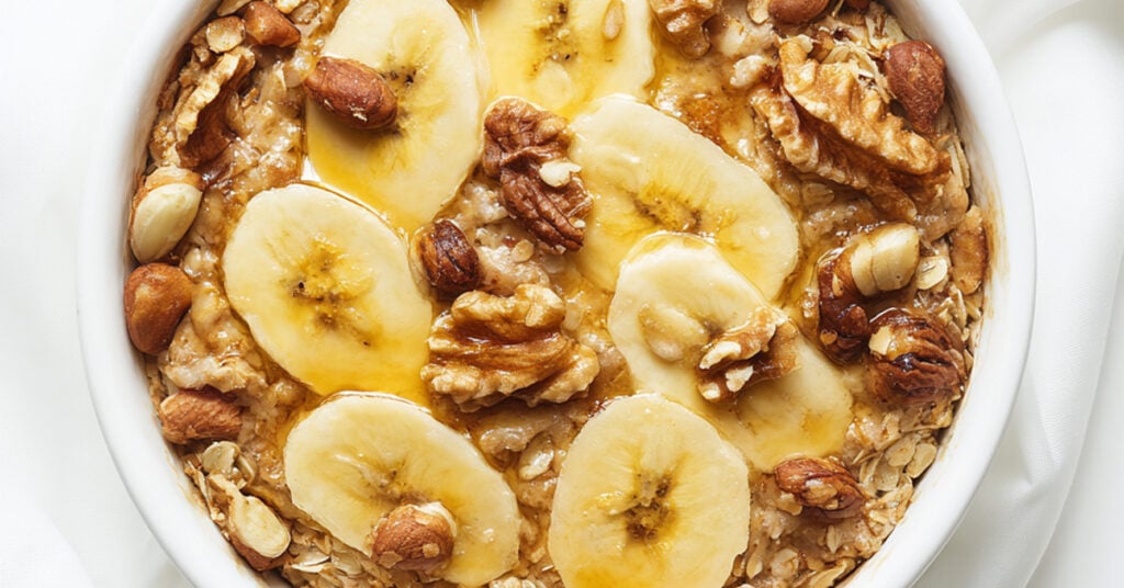 Pieczona owsianka bananowo-orzechowa