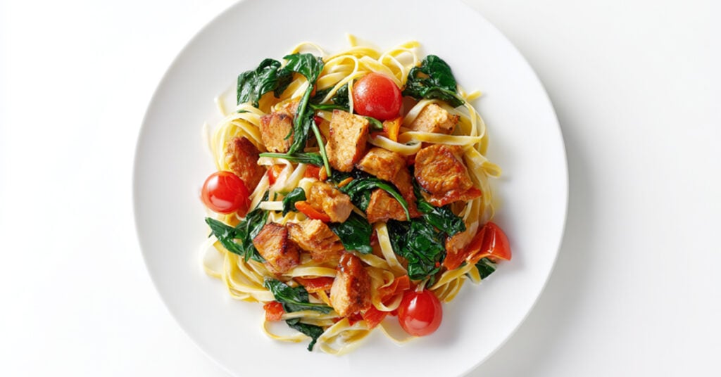 Makaron z indykiem podsmażanym