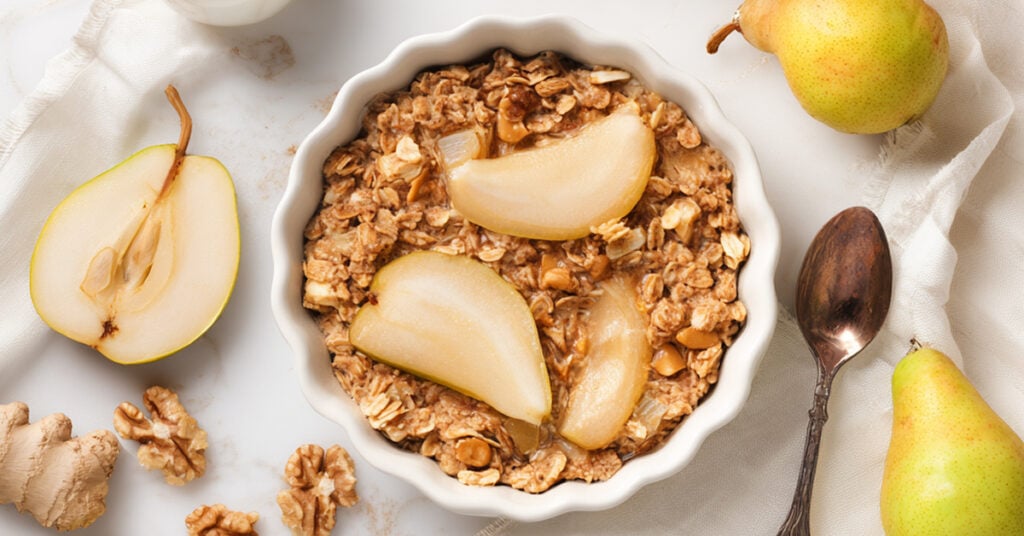 Pieczona owsianka z gruszkami