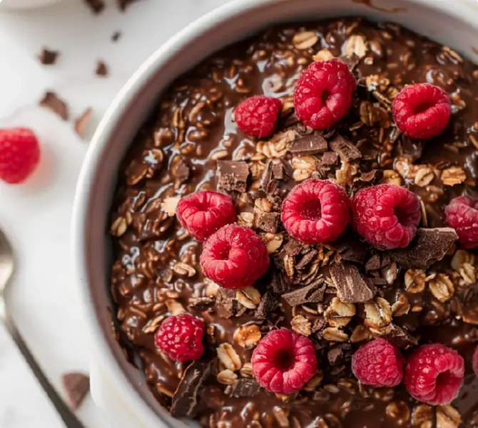 Pieczona owsianka z malinami