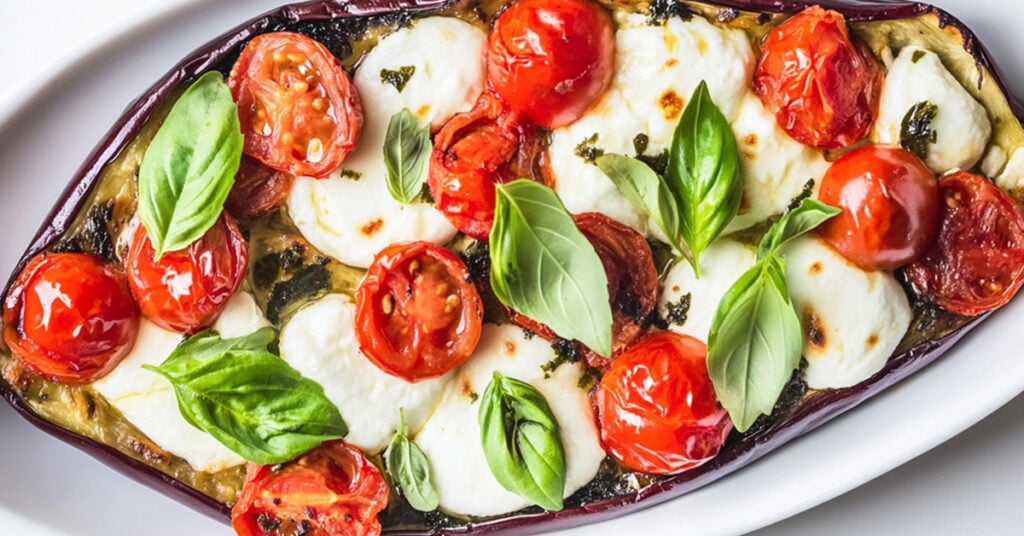 Bakłażan zapiekany z pomidorami i mozzarellą