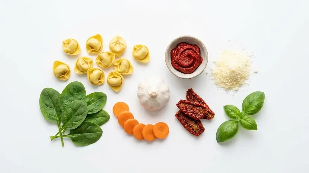 składniki na warzywną zupę z tortellini