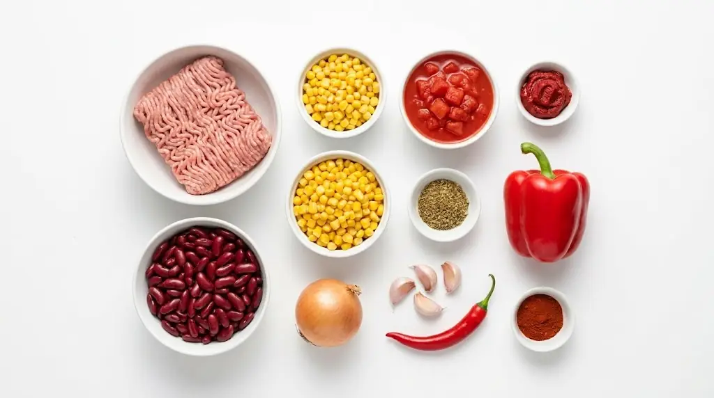 skłądniki na chilli con carne z indykiem