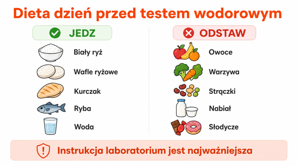 dieta przed testem wodorowym