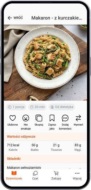Makaron z kurczakiem i szparagami